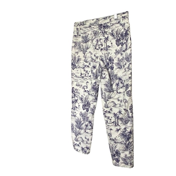 J McLaughlin Alma Pant Heron white with navy Toile printed denim pants SZ-4 - Picture 4 of 11